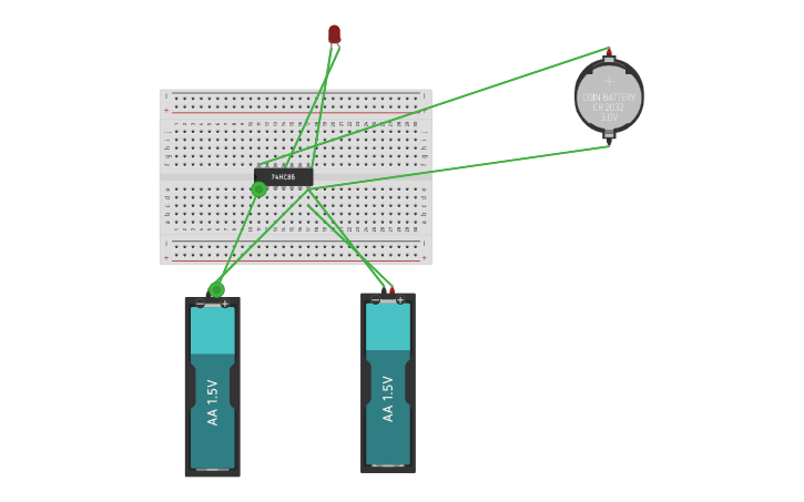 Circuit design XOR gate - Tinkercad image.