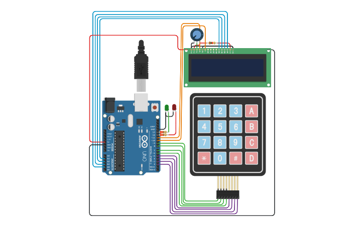 Circuit design Copy of arduino keypad 4x4 - Tinkercad