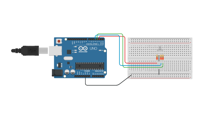 Circuit design led RGB - Tinkercad
