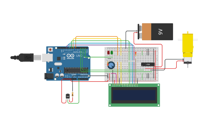 Circuit design temp sensor | Tinkercad