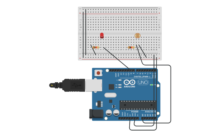 Circuit design Light sensor | Tinkercad