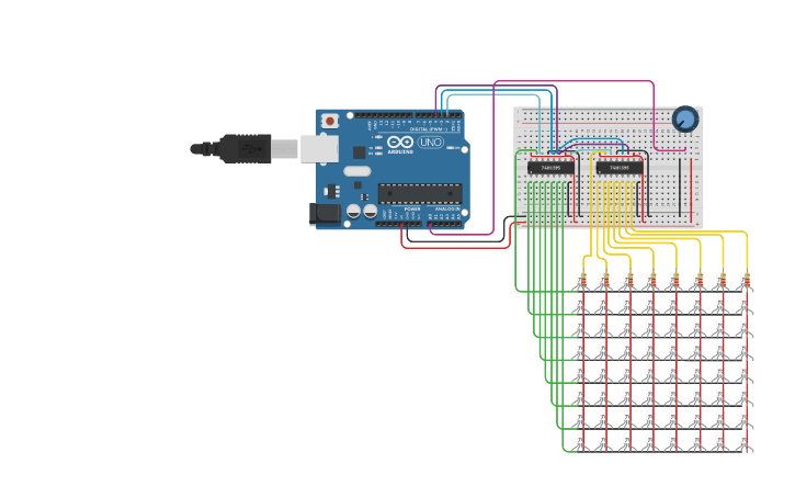 Circuit design 8x8 LED Matrix - Tinkercad