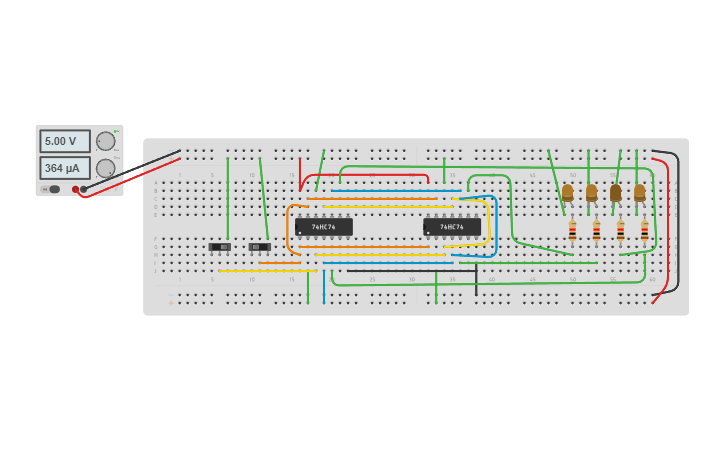 Circuit design 75 4-bit Parallel Register - Tinkercad