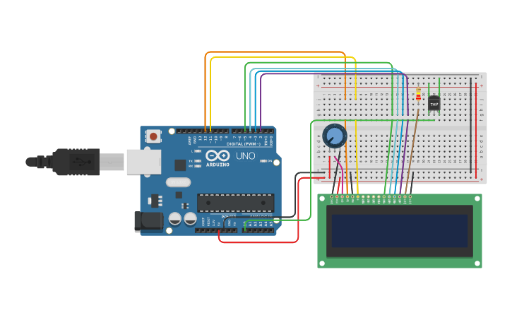 Circuit design Temp Sensor - Tinkercad