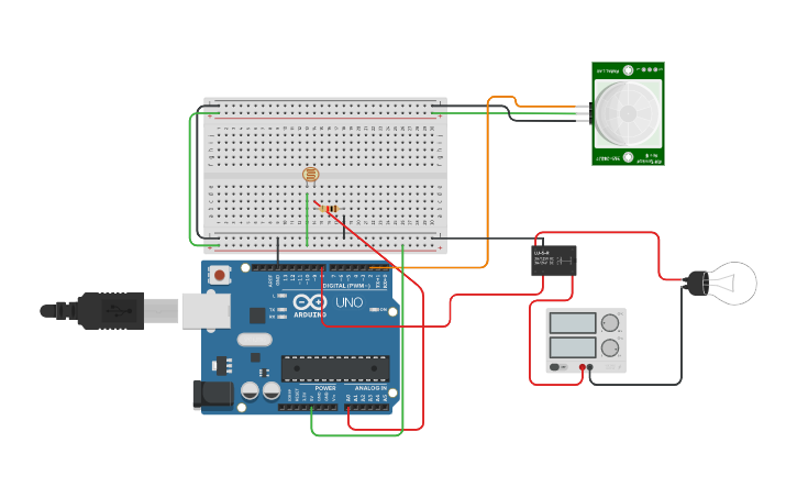 Circuit design Automatic Room Lighting System - Tinkercad