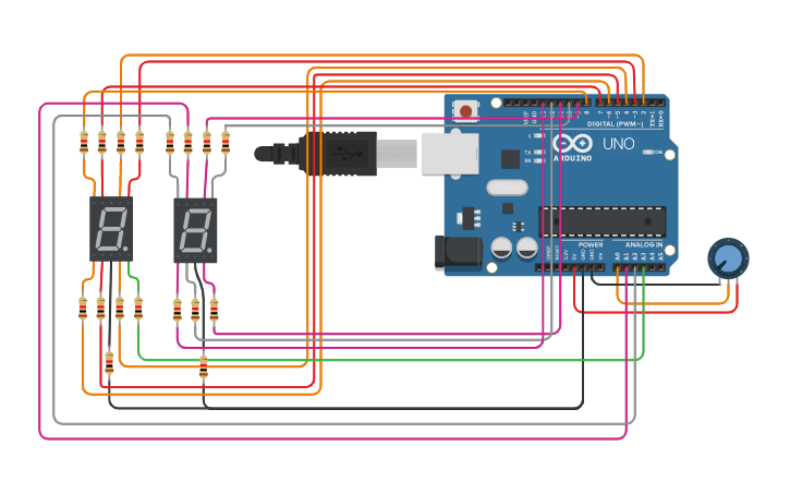 Circuit design Voltmeter / Voltimetro - Arduino - Tinkercad