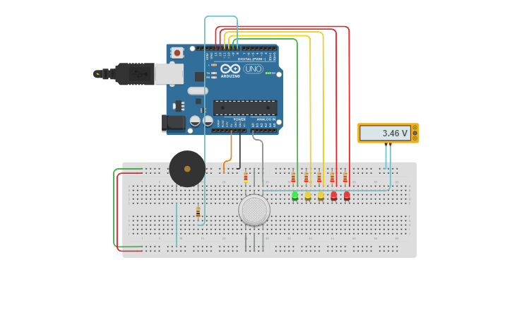 Circuit design Gas sensor circuit by me - Tinkercad