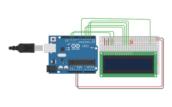 Circuit design Arduino with LCD Interface - Tinkercad