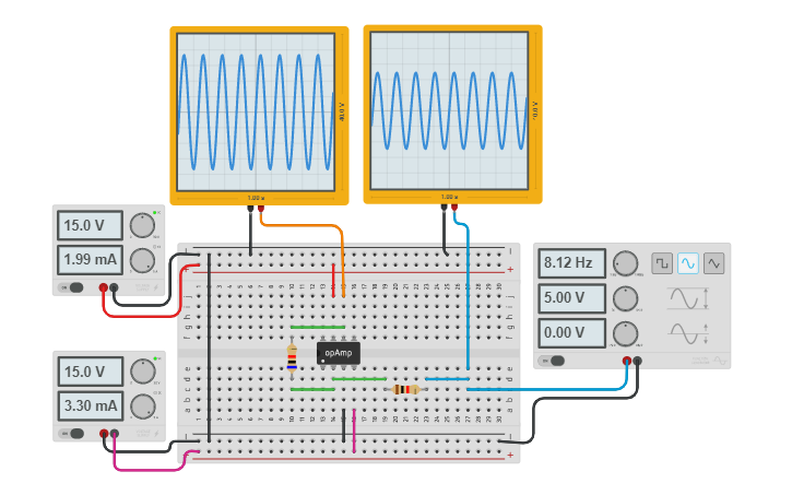 Circuit design IC 741 - Tinkercad