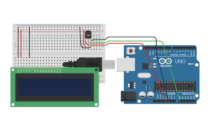 Circuit design Sensor de temperatura Modelo original - Tinkercad