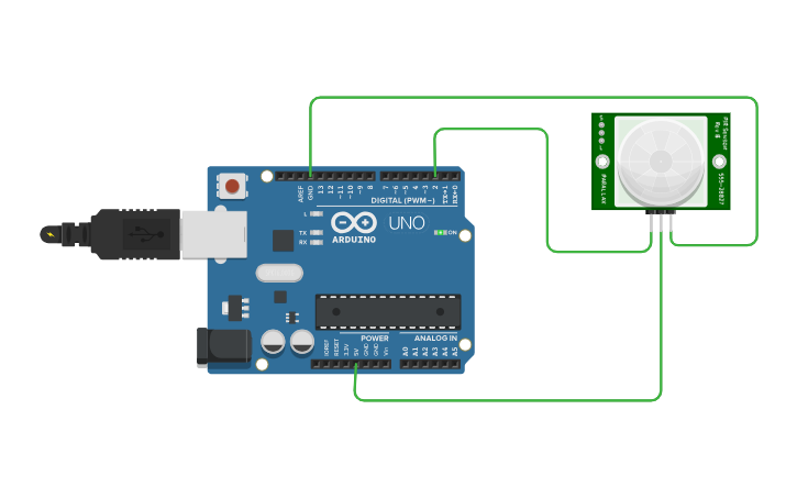 Circuit design Motion Detection Using Pir Sensor - Tinkercad