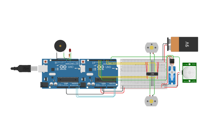 Circuit design Human Detection Robot - Tinkercad