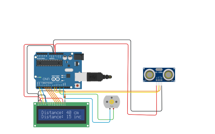 Circuit design ultrasonic sensor using arduino with stepper motor ...