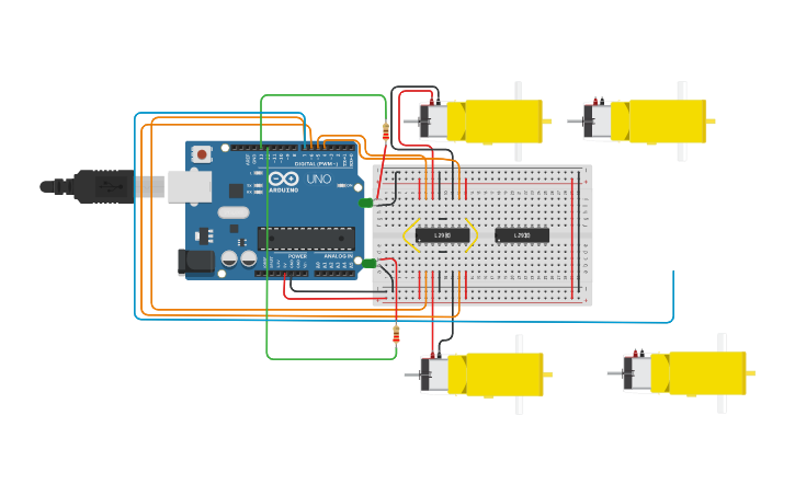 Circuit design CARRO CON DIRECCIONALES - Tinkercad