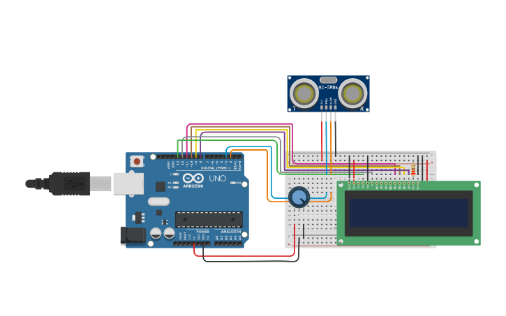 Distance Sensor Cad Model Circuit design Ultrasonic Distance Sensor | Tinkercad