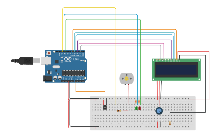 Circuit design Smart Irrigation System - Tinkercad