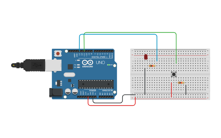 Circuit design Led com Botão | Tinkercad