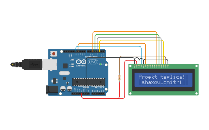 Arduino Liquid Crystal Circuit design 03 Arduino LCD LiquidCrystal - Tinkercad