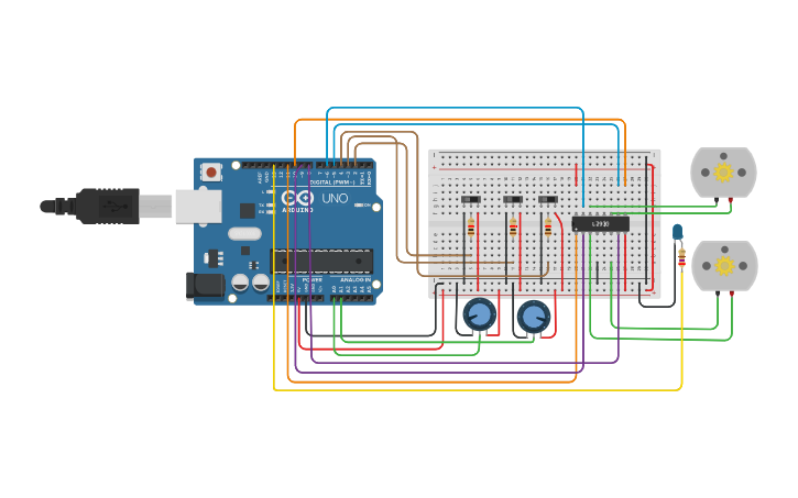 Arduino Dc Motor Pwm H Bridge Fwd Rev Switch Tinkercad
