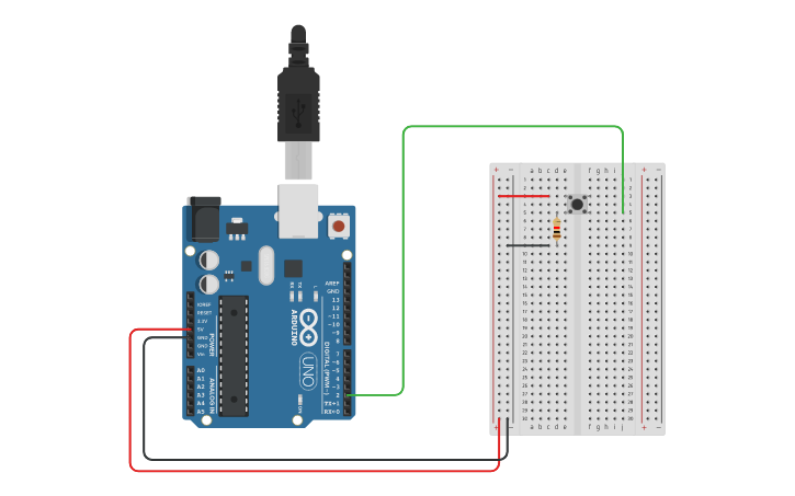 Circuit design Push Button - Tinkercad