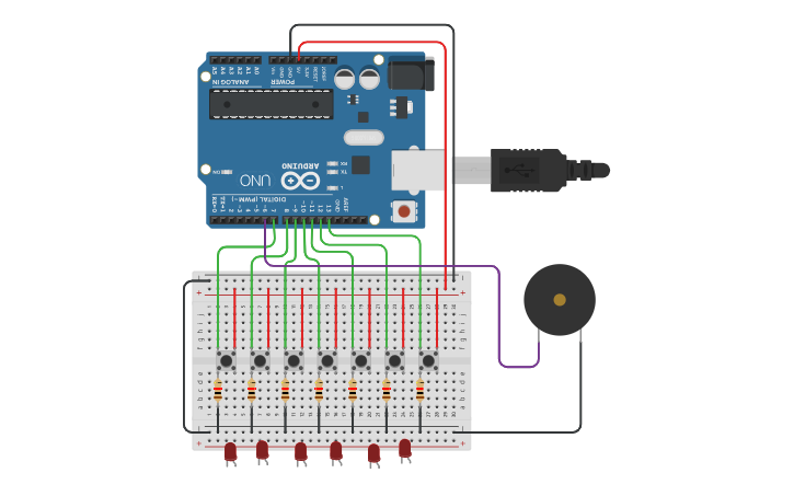 Circuit design Piano - Tinkercad