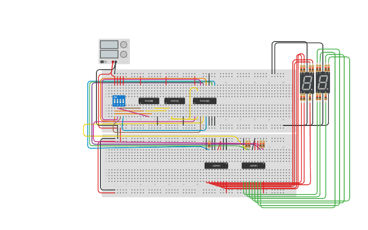 Circuit design 4 Bit Binary to Decimal Converter - Tinkercad