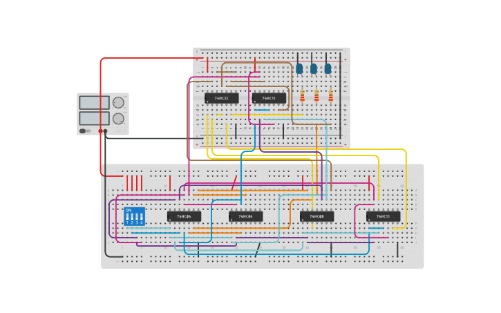 Circuit design 2 Bit Comparator using Basic Gates - Tinkercad