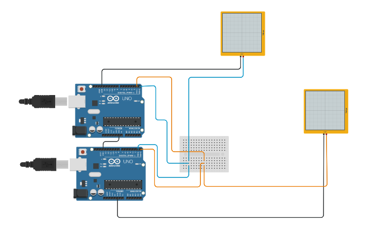 Circuit design Master/Slave Communication - Tinkercad