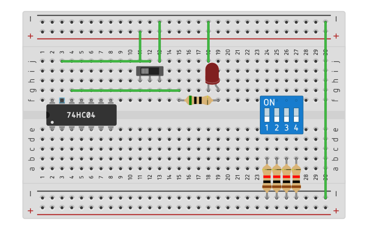 Circuit design 7404 - Tinkercad