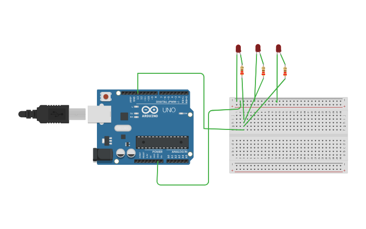 Circuit design BLINK 3 LEDS SIMULTANEOUSLY - Tinkercad