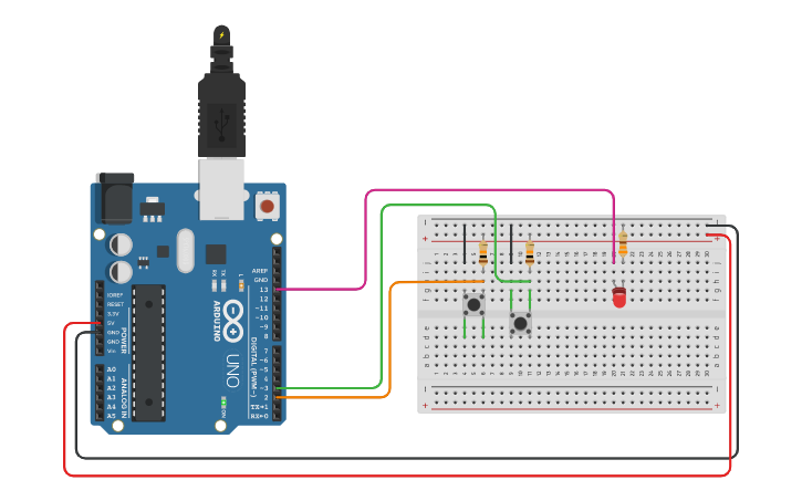 Circuit design Push Button - Tinkercad