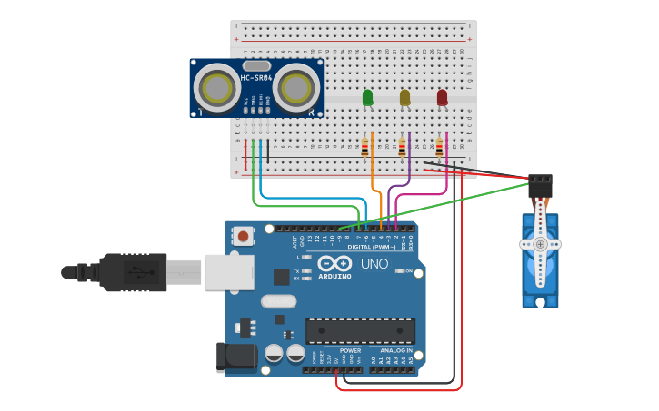 Circuit design Success_Ultrasonic sensor | Tinkercad