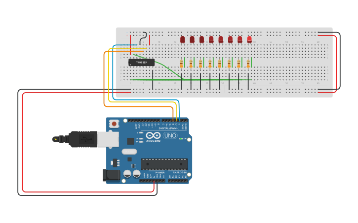 Circuit design Knight Rider | Tinkercad