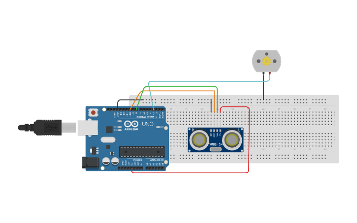 Circuit design Arduino sensor distancia y motor_Barbara Ramirez - Tinkercad