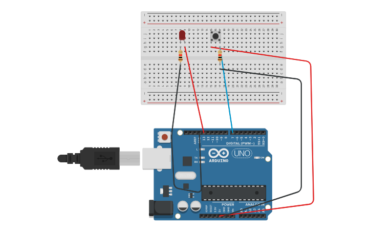 Circuit design led con boton - Tinkercad
