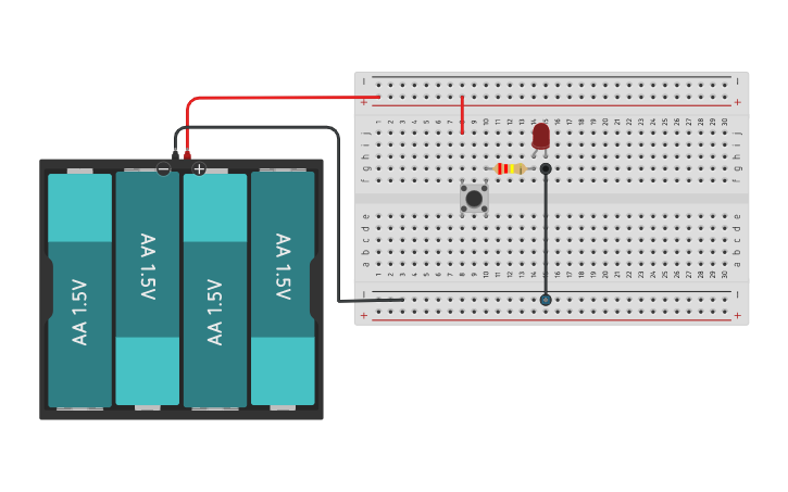 Circuit design Circuito Protoboard LED e push button | Tinkercad