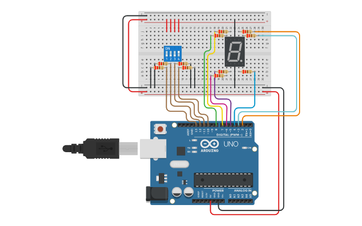 Circuit design Binario_a_Hexadecimal | Tinkercad