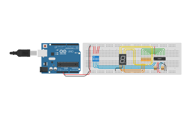 Circuit design Display 7 segmenti | Tinkercad