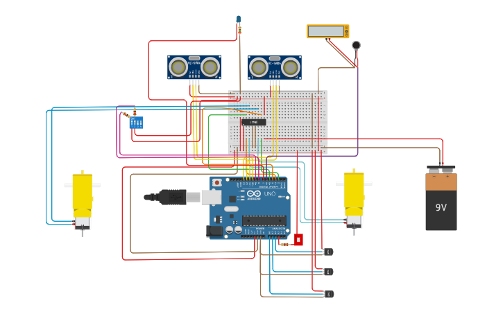 Circuit design Automation of robot - Tinkercad