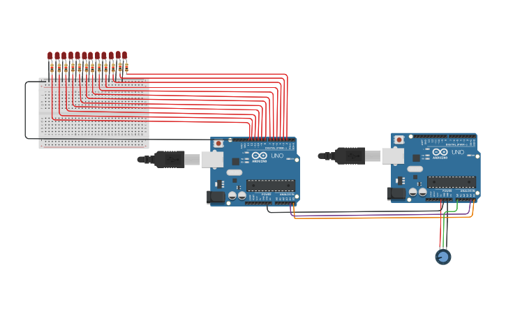 Circuit design Multi Arduino Knight rider light with 12 LEDs ...