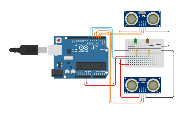 Circuit design Autonomous mirror light and water pump | Tinkercad