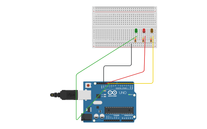 Circuit design semaforo | Tinkercad