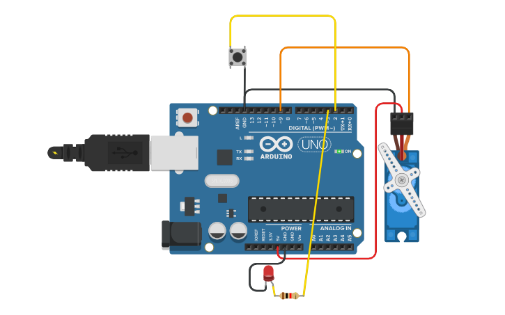 Circuit design Servo_Motor_Control_With_Push_Button - Tinkercad