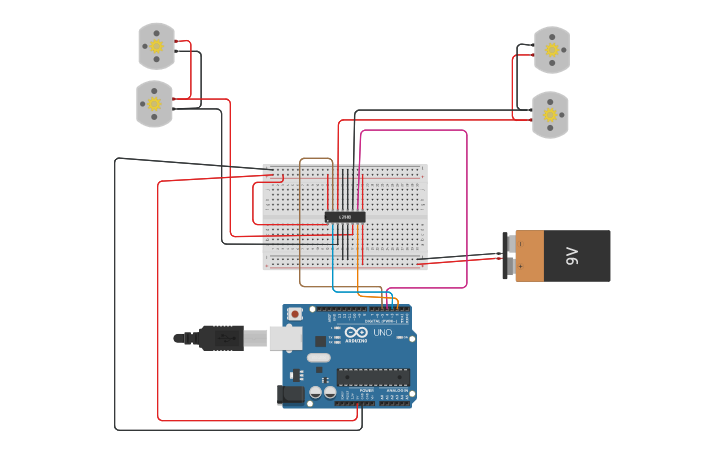 Circuit design Line Follower Robot - Tinkercad
