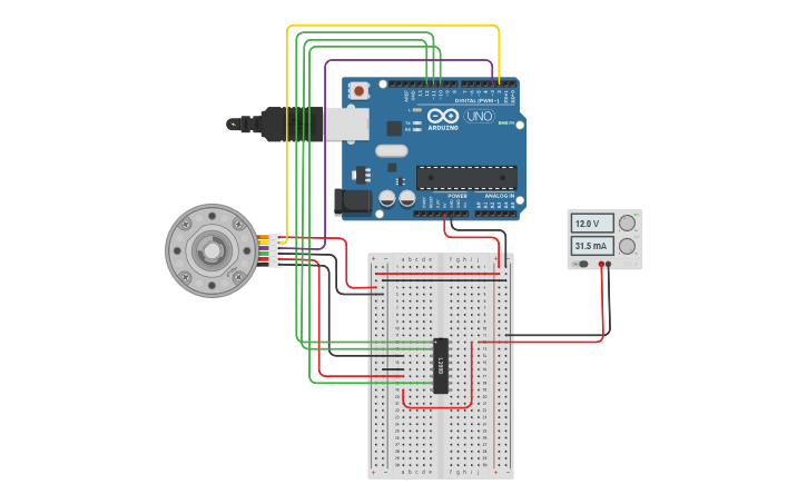 Circuit design MOTOR DC rotation with arduino | Tinkercad