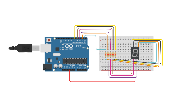 Circuit design 7 segment - Tinkercad