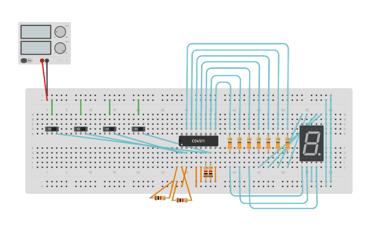 Circuit design Electronic Lab 5 Counter - Tinkercad