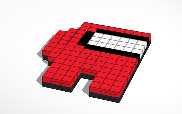 3D design red sus pixel art | Tinkercad