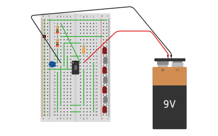 Circuit design led chaser - Tinkercad