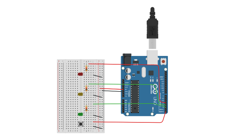 Circuit design Traffic Light | Tinkercad